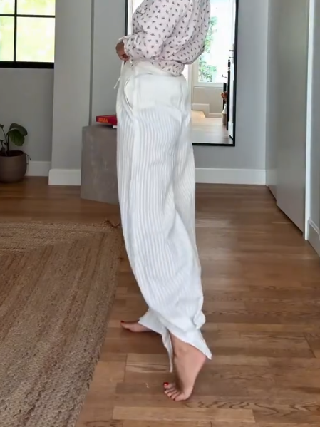 White Satin Ice Silk Cool Pants