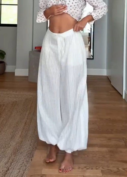 White Satin Ice Silk Cool Pants