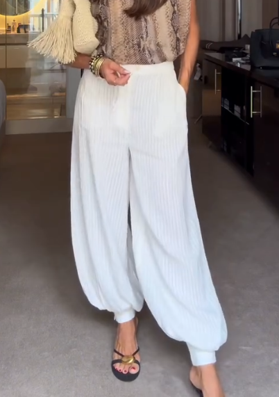 White Satin Ice Silk Cool Pants