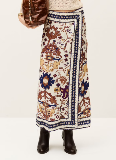 Retro Printed Midi Skirt