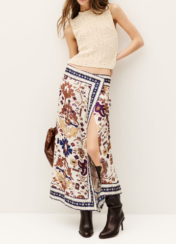 Retro Printed Midi Skirt