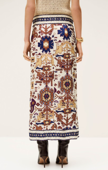 Retro Printed Midi Skirt