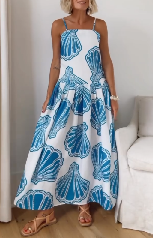 Blue Shell Strap Dress