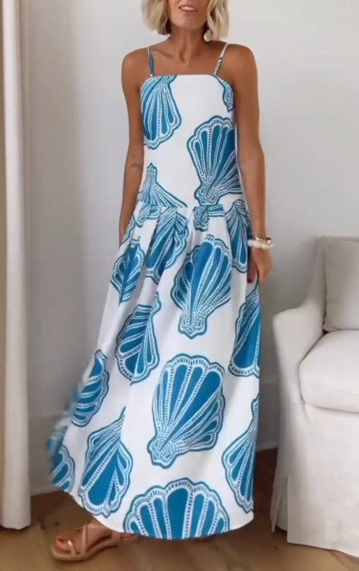 Blue Shell Strap Dress