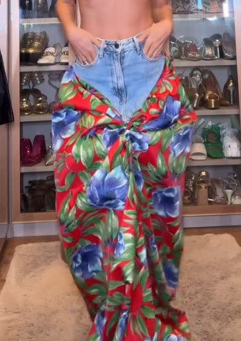 Splicing Denim Skirt