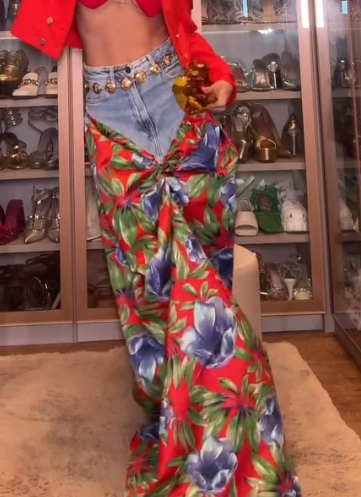 Splicing Denim Skirt