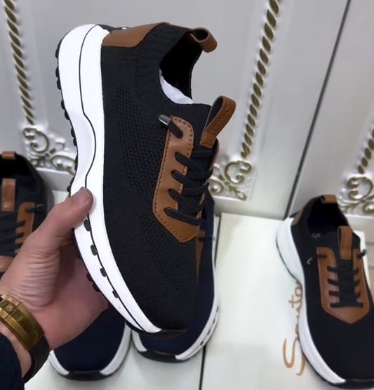 Leather Splicing Mesh Sports Shoes