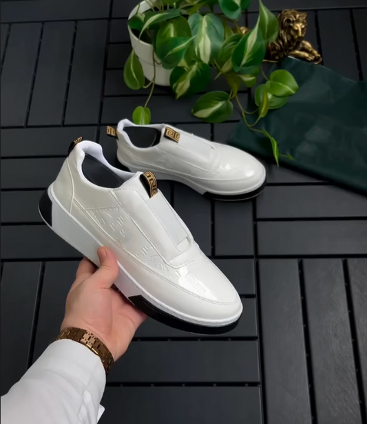 Luxury Casual Shoes With Glossy Embossed Leather
