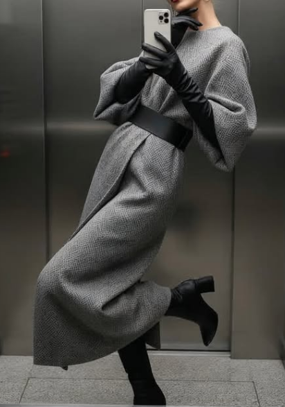 Demure Comfy Warm Midi Dress