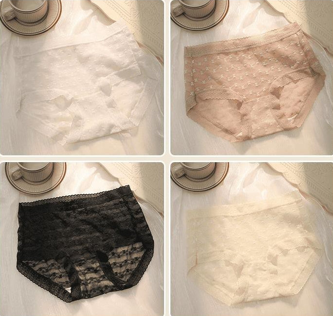 Mid waist breathable air gauze sexy women's underwear