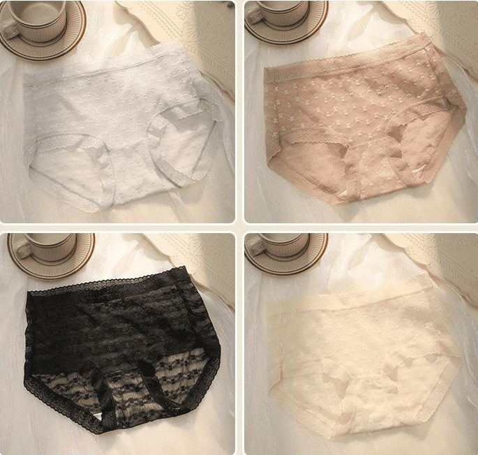 Mid waist breathable air gauze sexy women's underwear