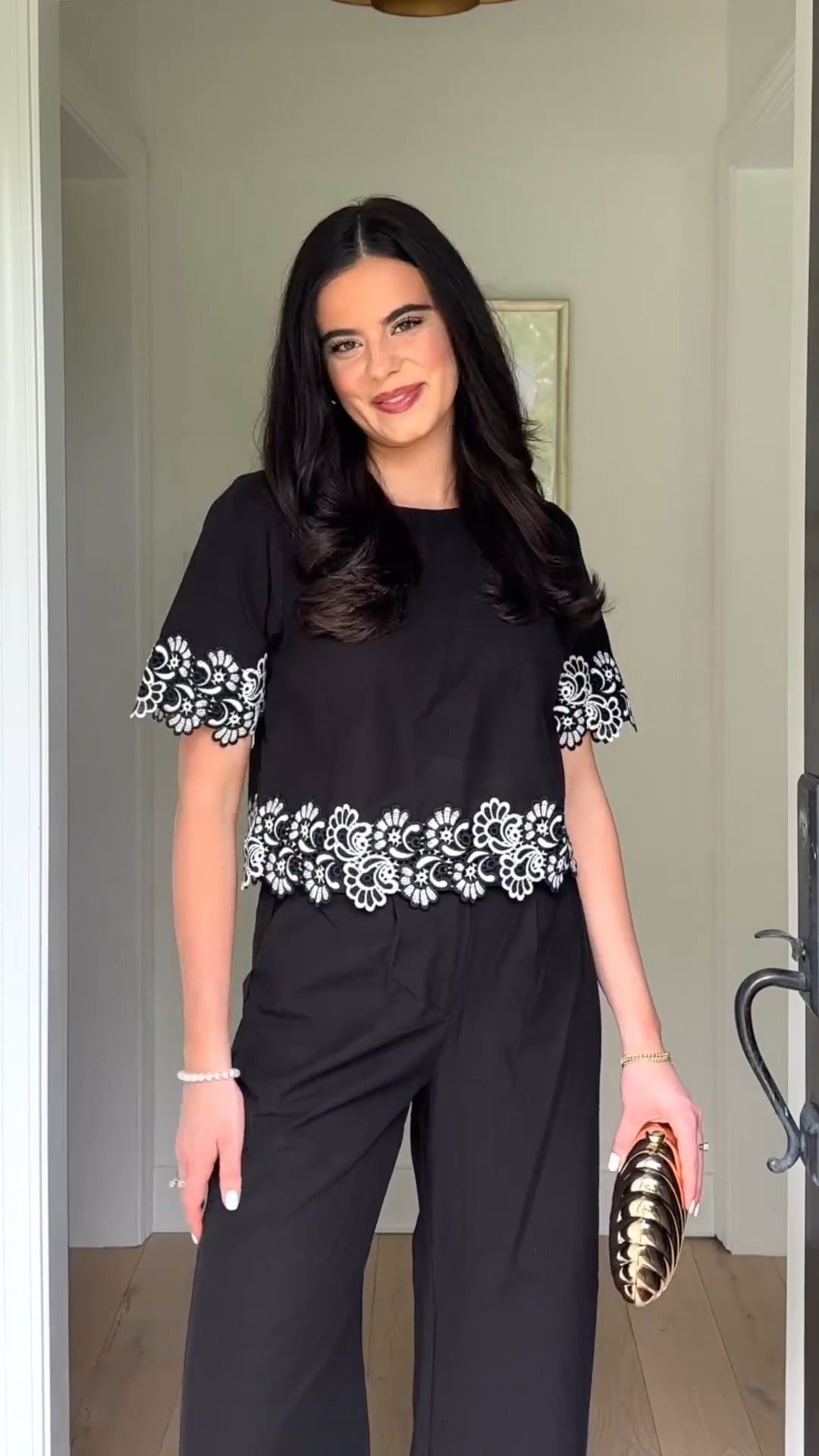 Embroidered Flowers Elegant Suit