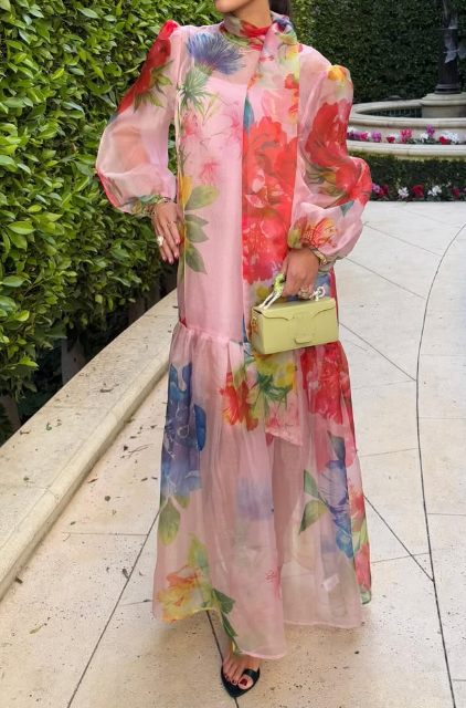 Fab Floral Organza Maxi Dress