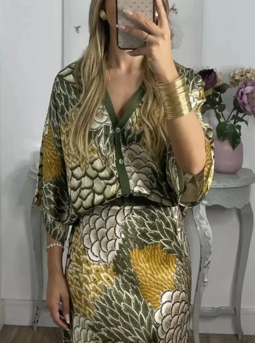 Cool and Breathable V-Neck Two-Piece Dress