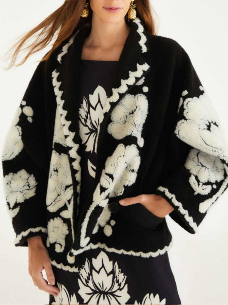 Black And White Color Pattern Coat