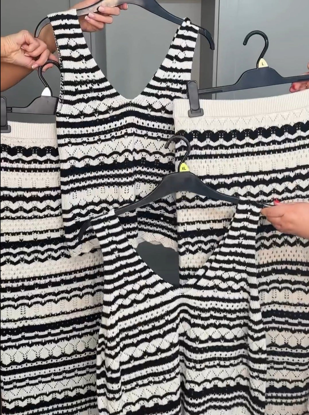 Striped Crochet Vest and Skirt