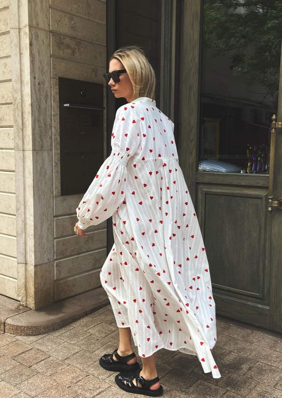 Hearts Pattern Maxi Dress