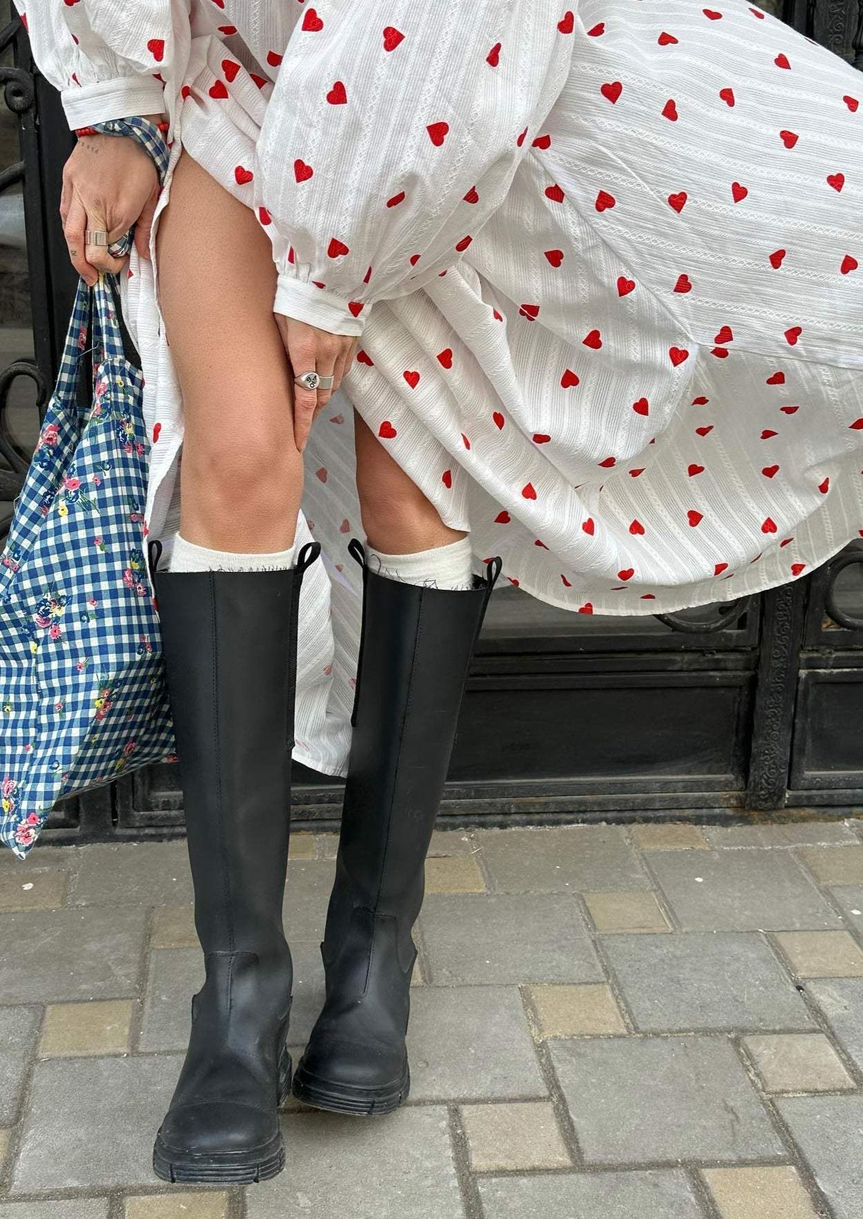 Hearts Pattern Maxi Dress