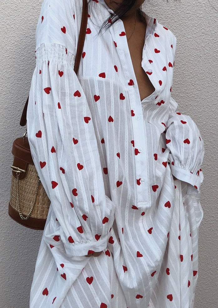Hearts Pattern Maxi Dress