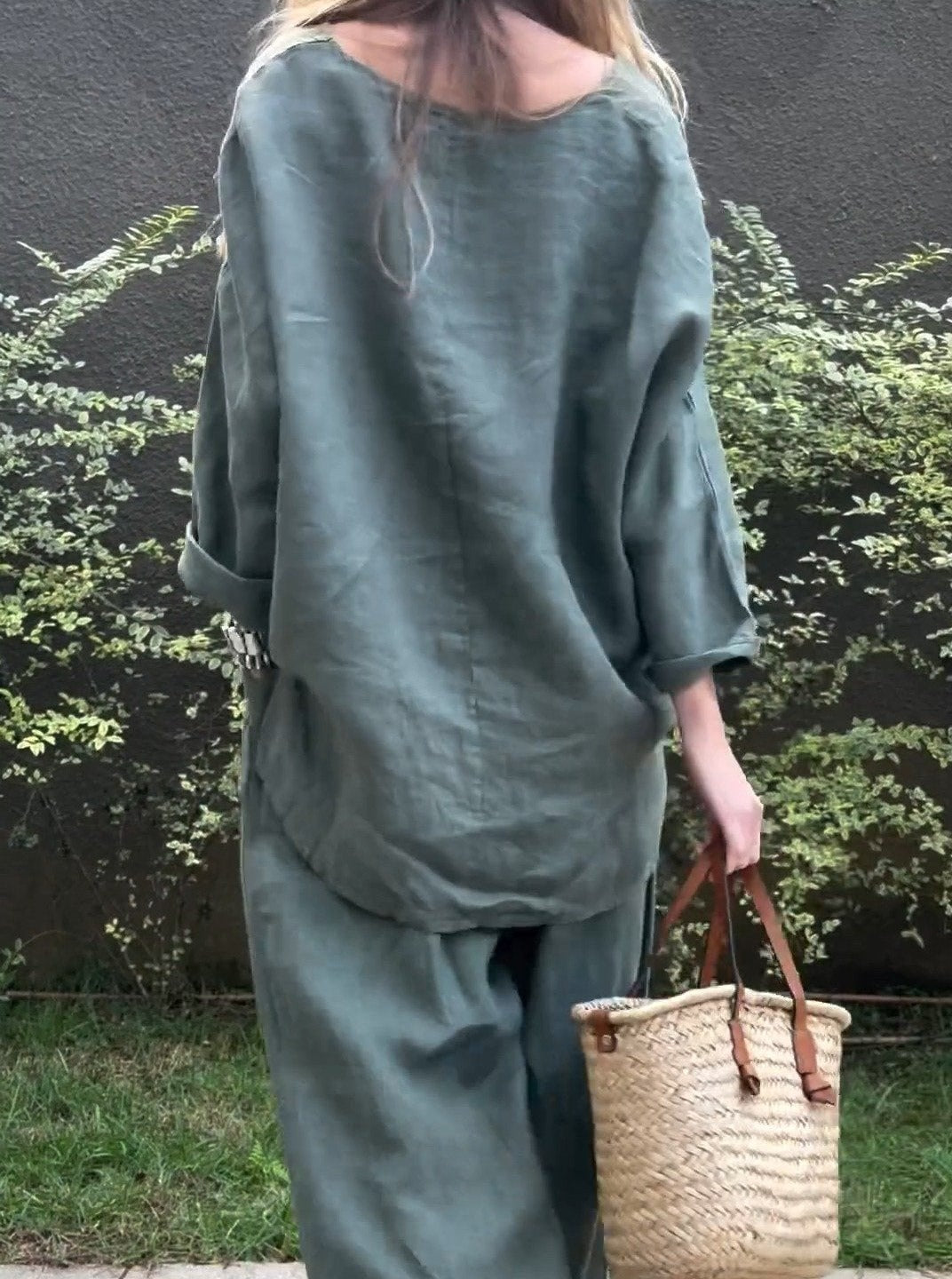 Green Wide Relax Two-piece Set