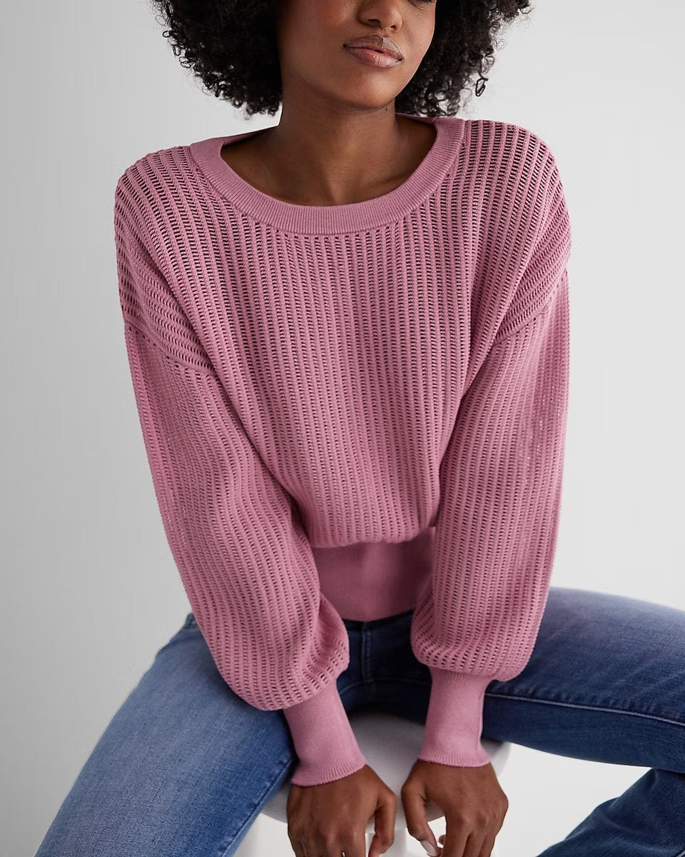 Open Back Banded Bottom Sweater