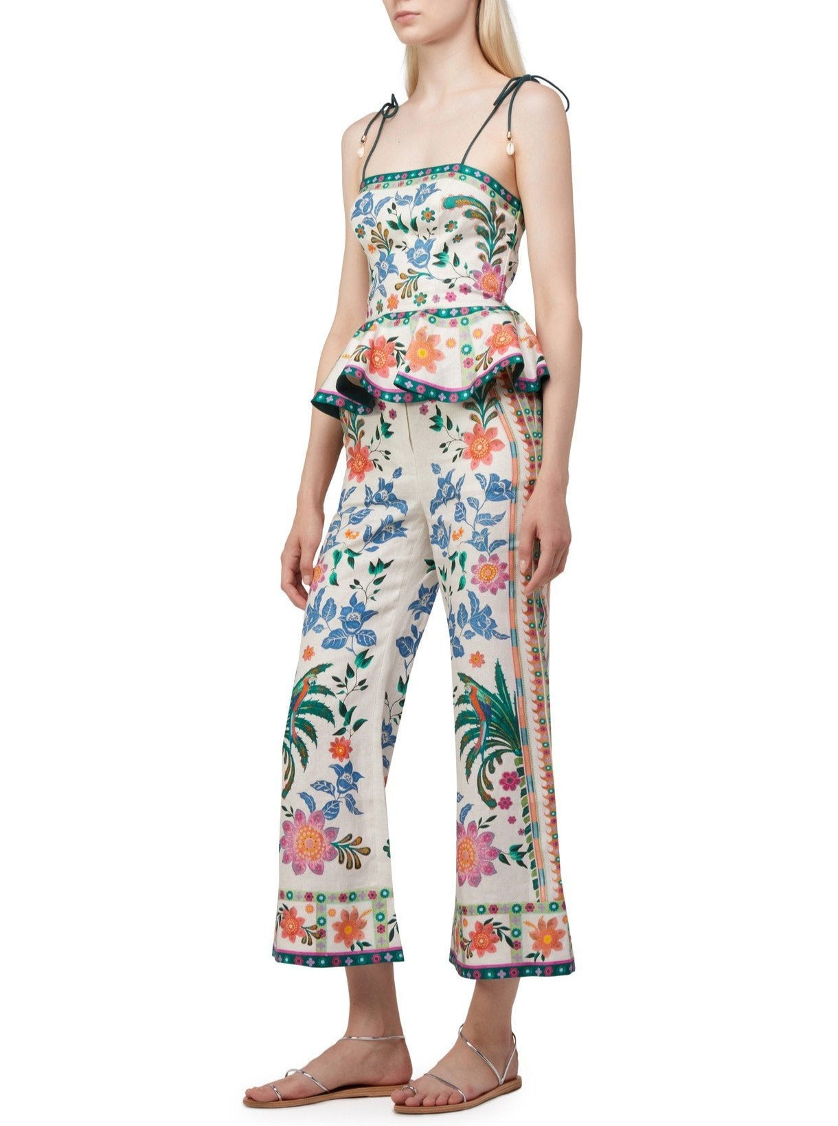 Belted Cropped Floral-Print Set