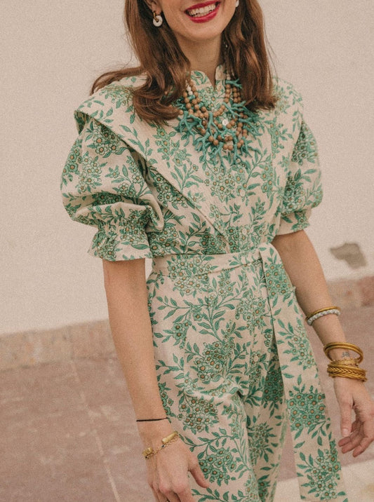 Green Printed Jumpsuit