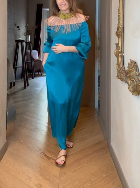 Maxi Wedding Guest Silk Dress