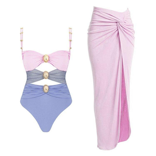 Color Block One Piece Swimsuit