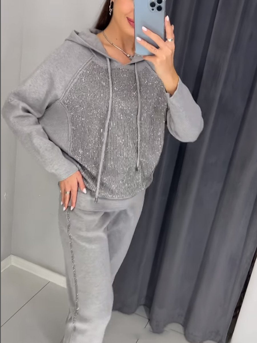 Shinning Hoodied Two Pieces Set