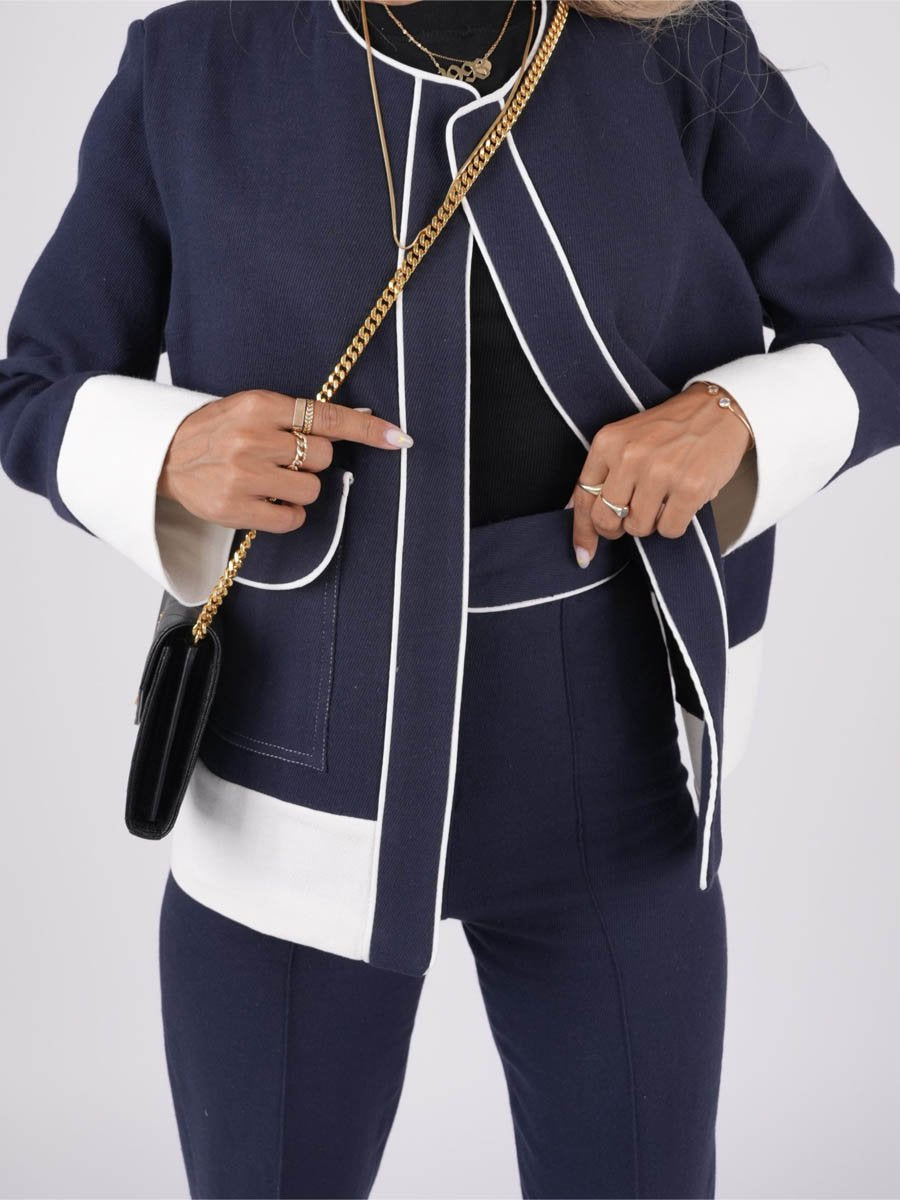 Contrast Color Stitching Suit