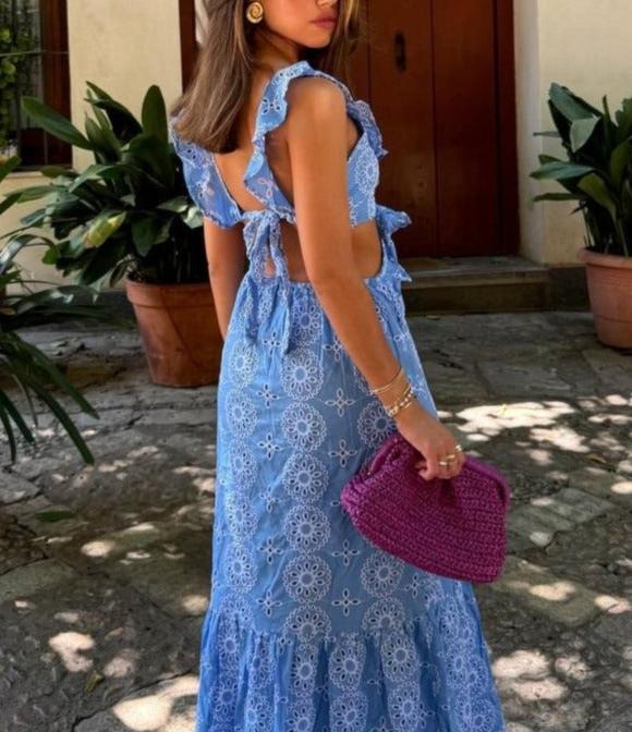 Fashion Cotton Embroidered Layered Dress