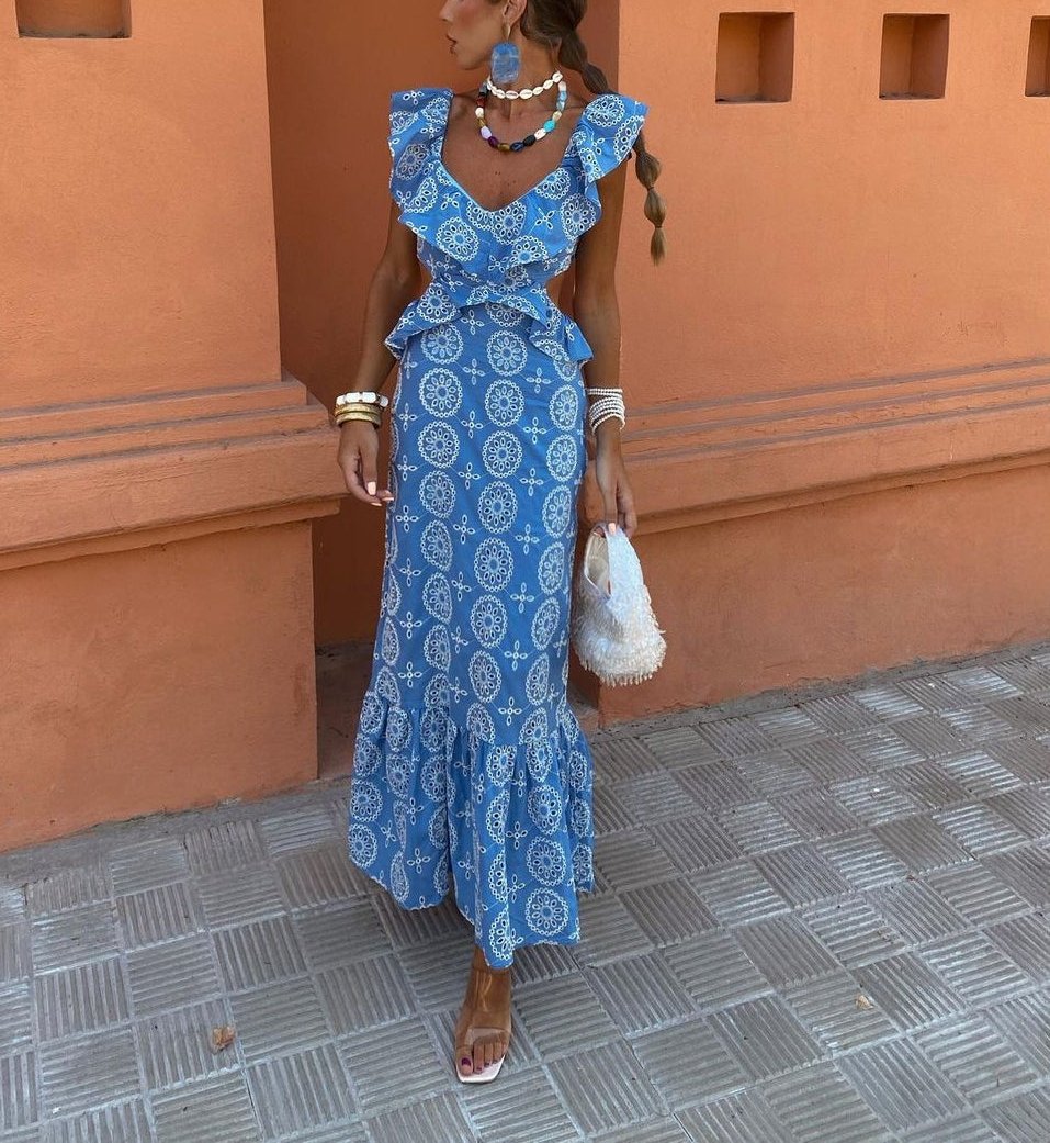 Fashion Cotton Embroidered Layered Dress