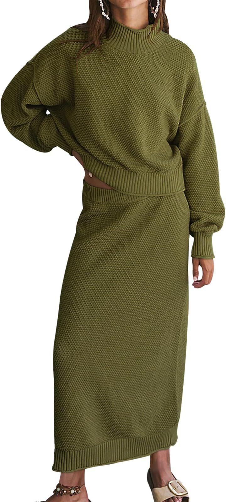 Small High Collar Top Pencil Skirt 2pc Set