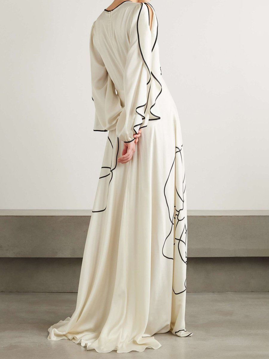 Ruffle Detail Decorative Edge Maxi Dress