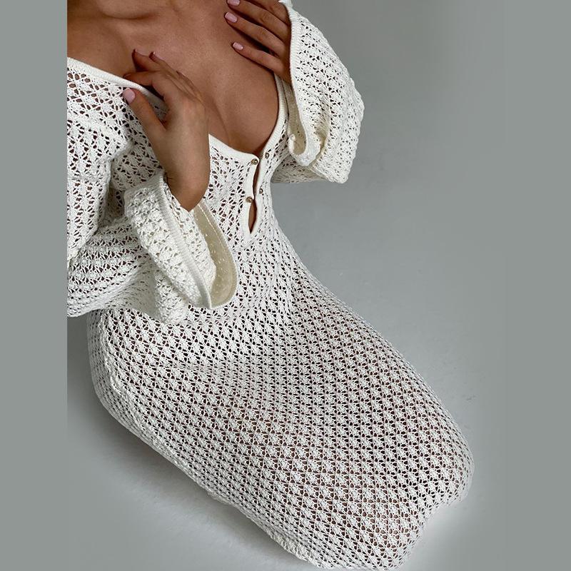 Crochet Fishtail Flare Sleeve Dress