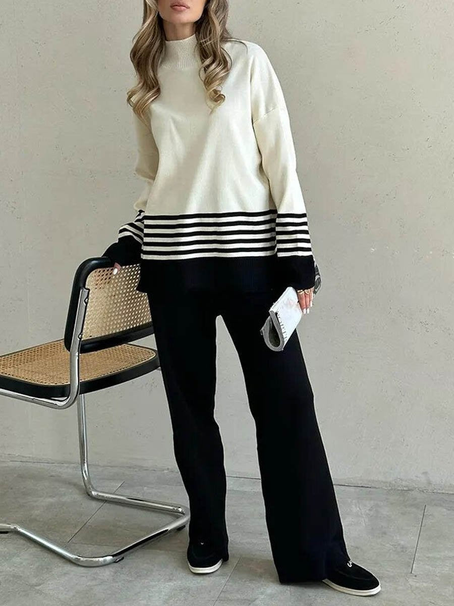 Knitted Striped Sweater Suit