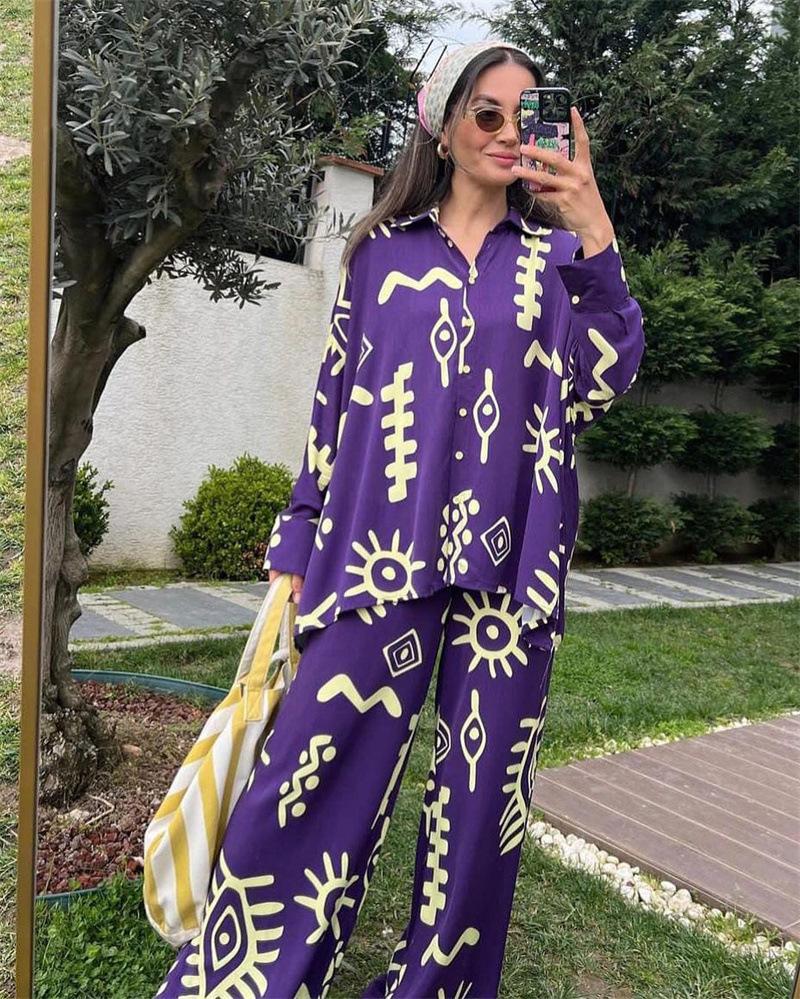 Fashion Print Loose Two Piece Set