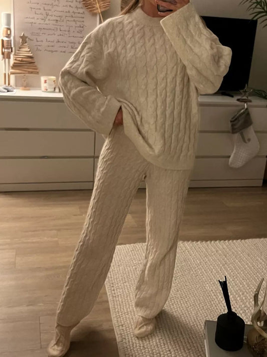 Cable-knit Two Pieces Set