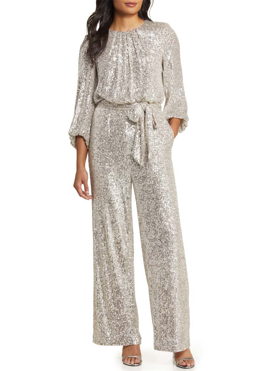 Sequin Long Sleeve Jumpsuit