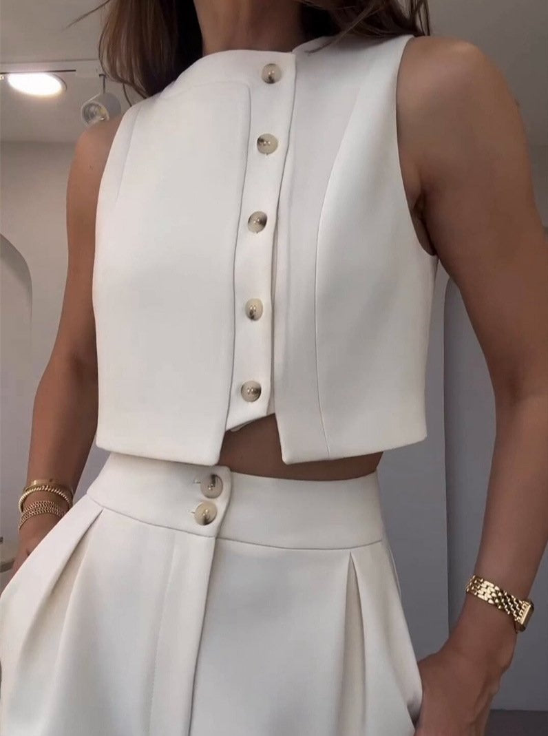 Fashion Sleeveless Tank Top High Waist Two Pieces