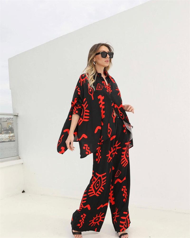 Fashion Print Loose Two Piece Set