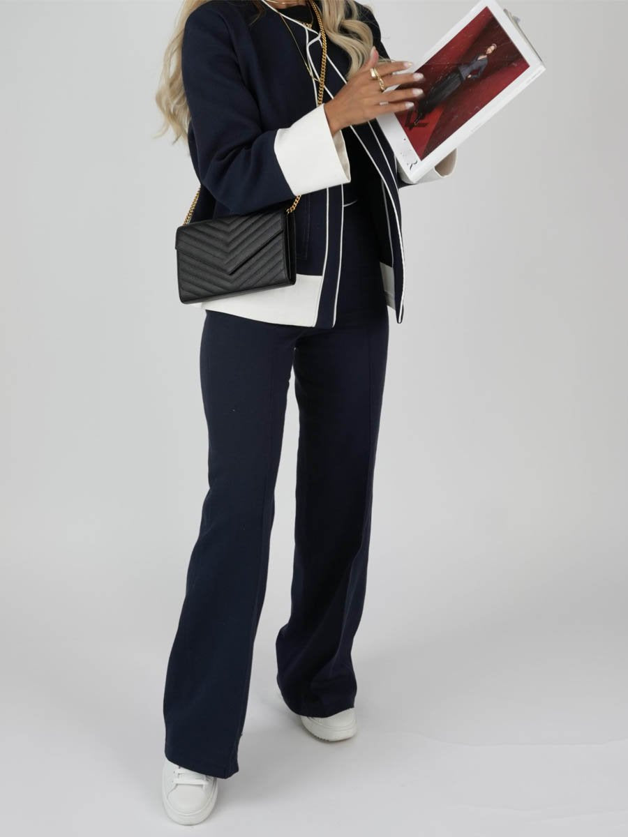 Contrast Color Stitching Suit