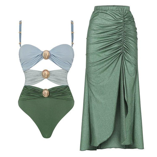 Color Block Cutout One Piece Swimsuit