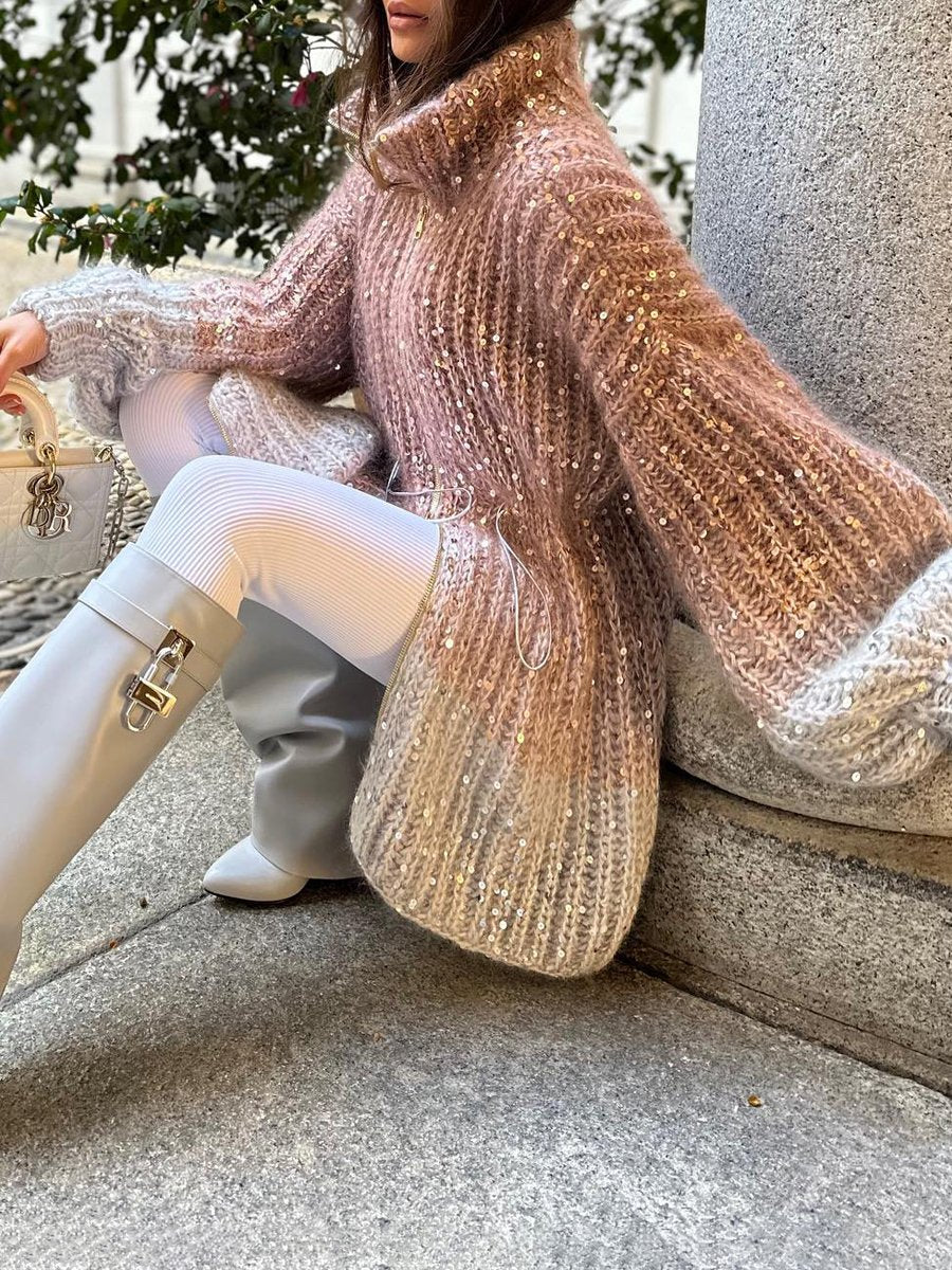 Sequined Knitted Cardigan Dress