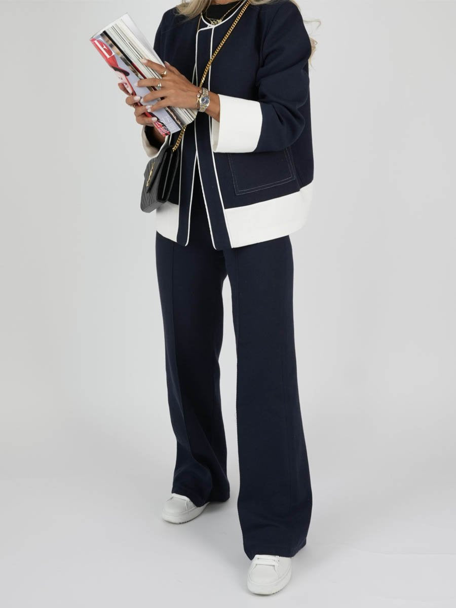 Contrast Color Stitching Suit