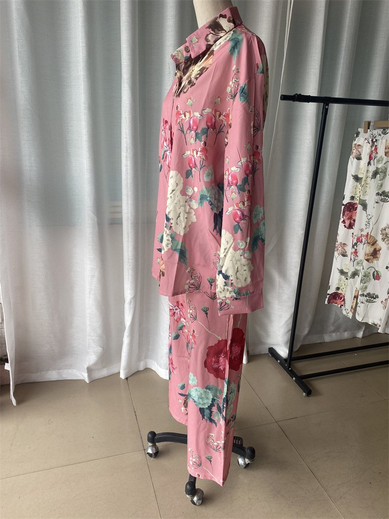 Fashion Flower Print Two-piece Set