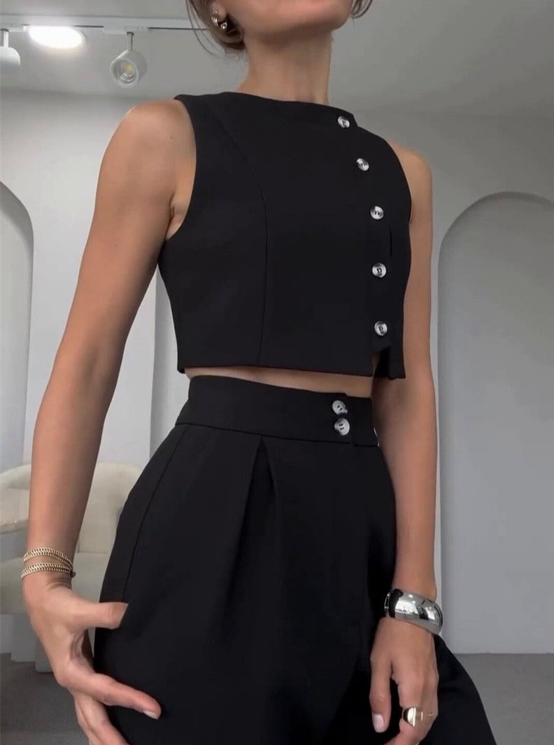 Fashion Sleeveless Tank Top High Waist Two Pieces