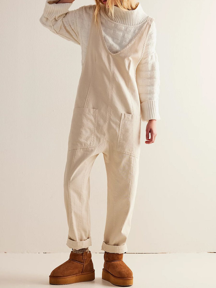 Denim V-Neck Jumpsuit