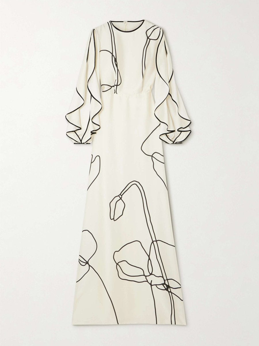 Ruffle Detail Decorative Edge Maxi Dress